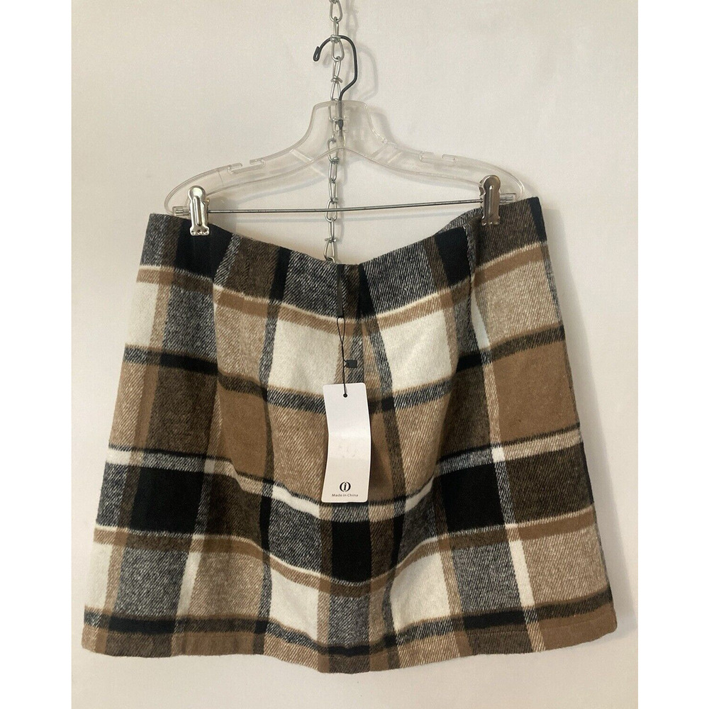 Women's High Waist Plaid Skirt Bodycon Pencil Wool Mini Skirts Large NWT